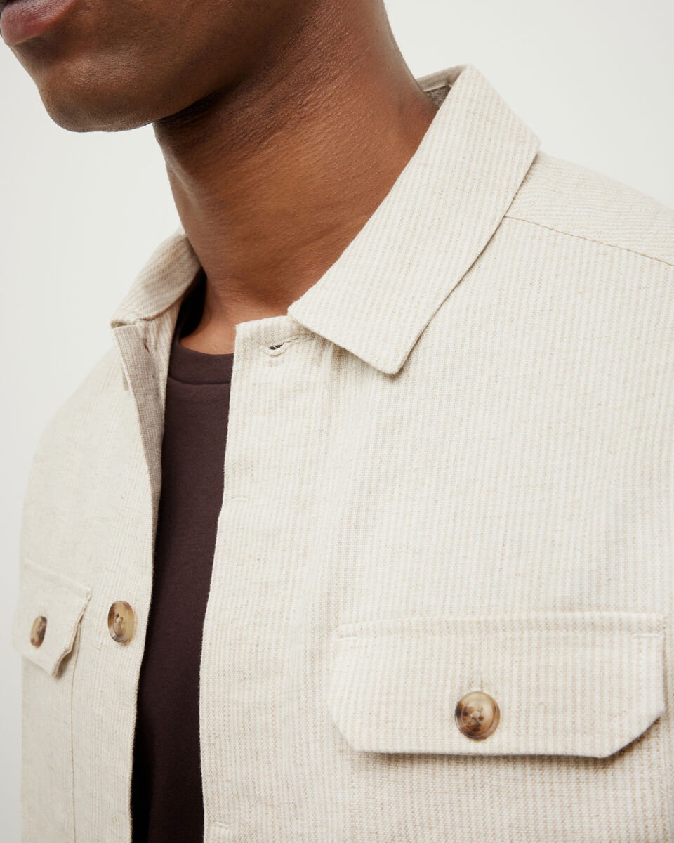 Striped Long Sleeve Overshirt, Natural, hi-res